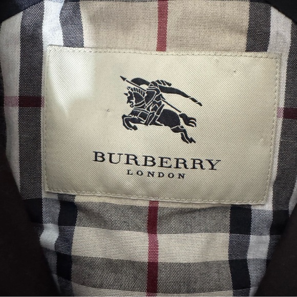Burberry wool and camel hair blend plaid accents, chocolate Brown Trench Coat - Picture 3 of 11
